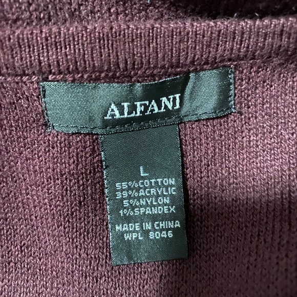 Alfani Women Burgundy One Button Pocketed Sweater Jacket Large - Picture 4 of 4